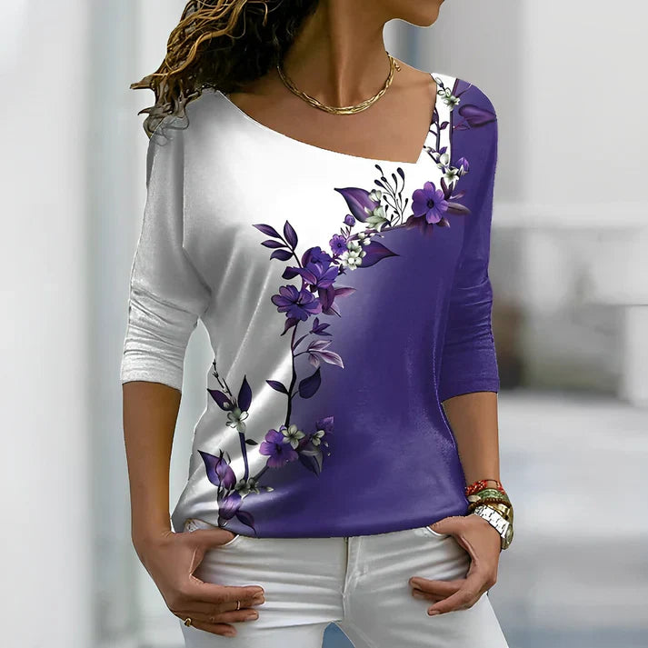 T-shirt floreale con colori a contrasto