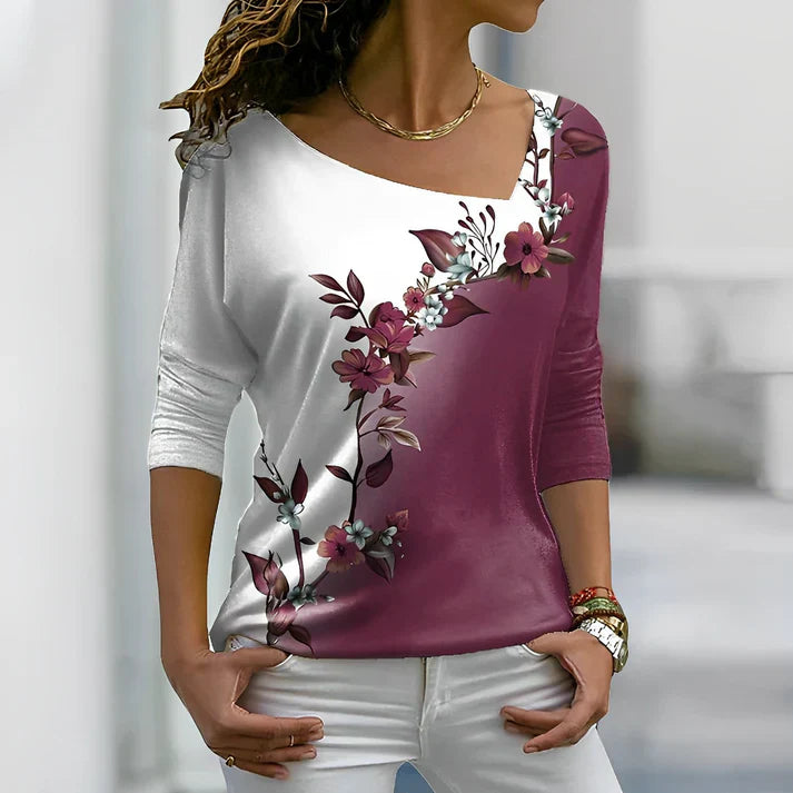 T-shirt floreale con colori a contrasto