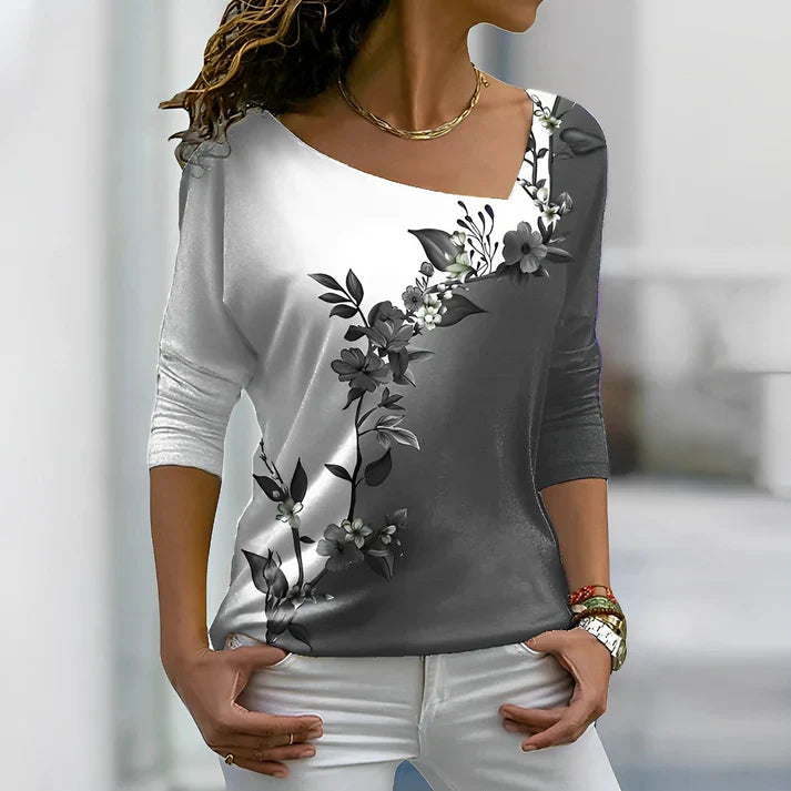 T-shirt floreale con colori a contrasto