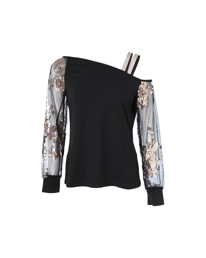 Emma – canotta fredda con paillettes floreali
