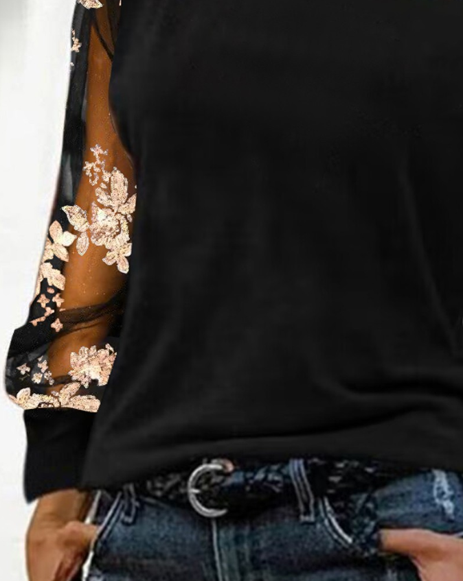 Emma – canotta fredda con paillettes floreali