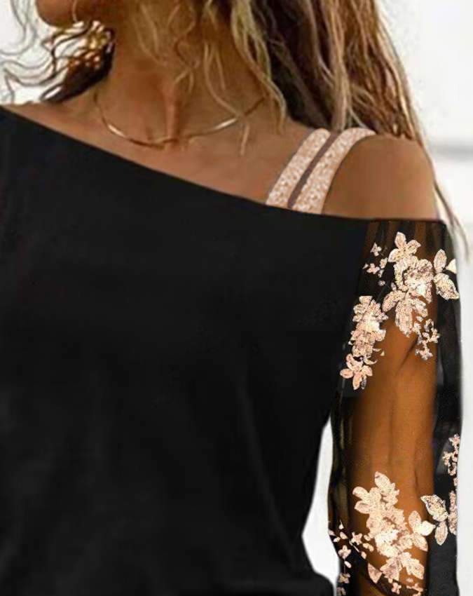 Emma – canotta fredda con paillettes floreali