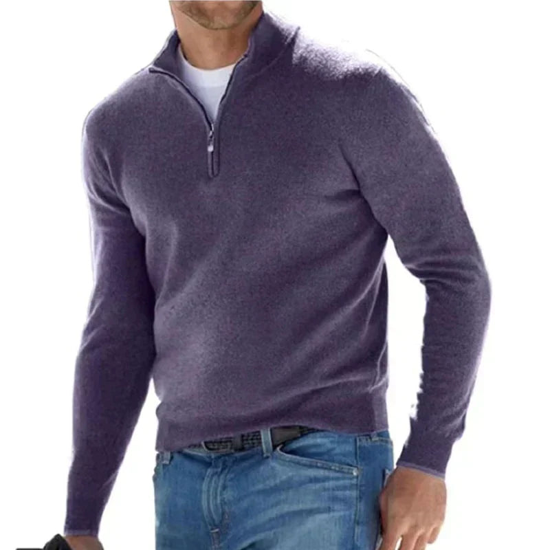 RALPH POLO - elegante maglione con cerniera da uomo (design italiano)