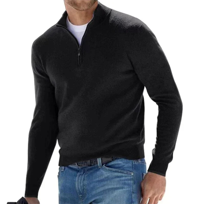 RALPH POLO - elegante maglione con cerniera da uomo (design italiano)