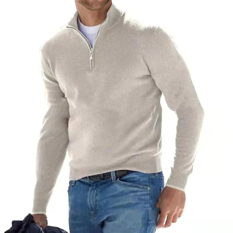 RALPH POLO - elegante maglione con cerniera da uomo (design italiano)