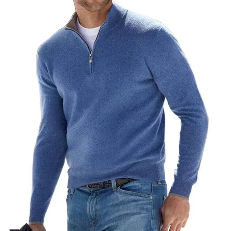 RALPH POLO - elegante maglione con cerniera da uomo (design italiano)