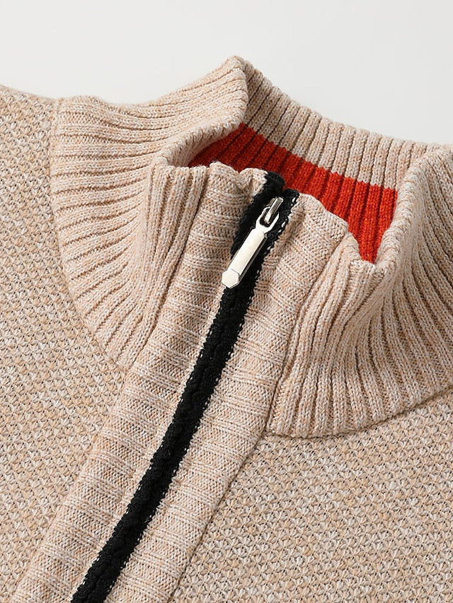 RALPH POLO - elegante maglione lavorato a maglia con cerniera per uomo (design italiano)